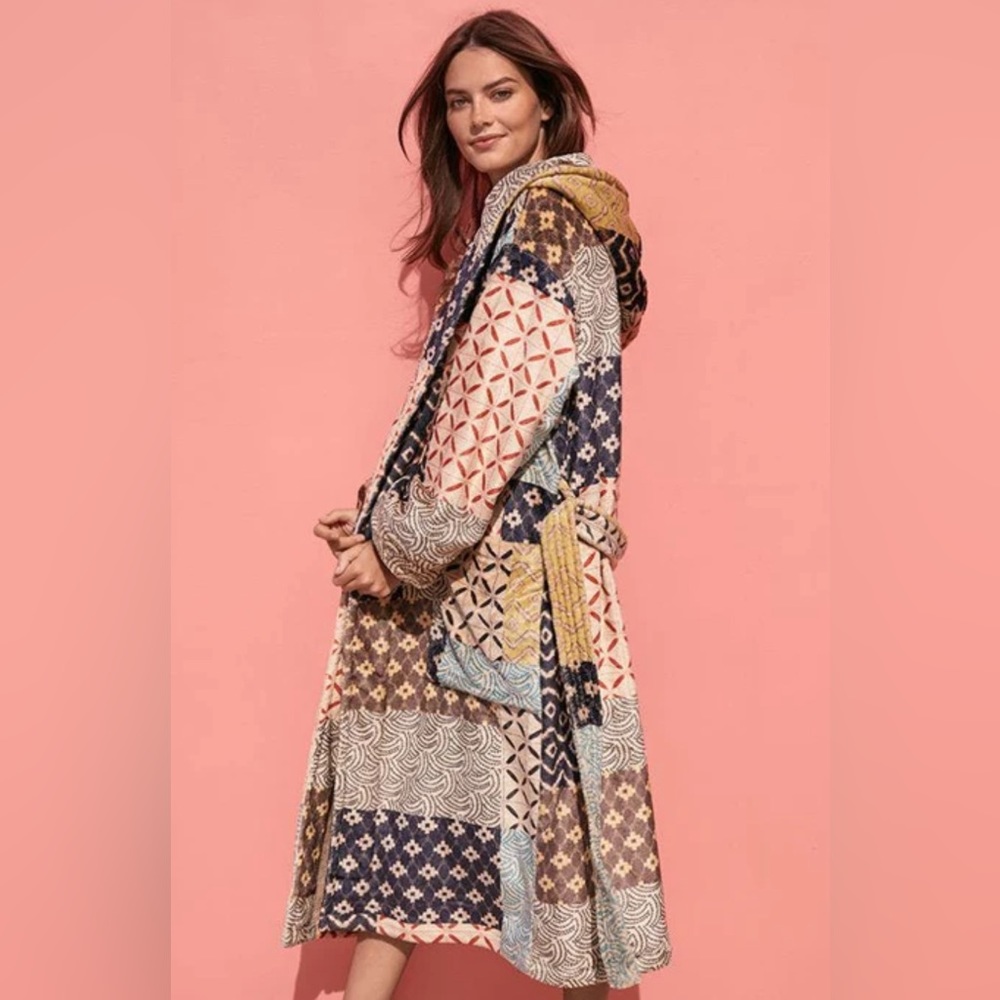 Johnny Was Geo Patch Cozy Sherpa Robe Gem